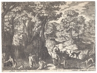 Diana und Actaeon Гравюра (первая половина XVII век), Фламандия артикул 5036b.