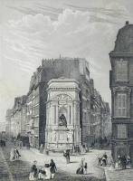 Fontaine Moliere Гравюра (40-е годы XIX века), Франция артикул 5040b.