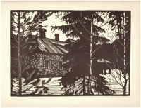 Павловск Молочный домик Линогравюра (60-е годы ХХ века), СССР артикул 5056b.