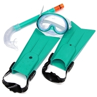Набор для плавания "Beach Club": маска, трубка, ласты, цвет: морской волны артикул 1202a.